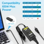 65W USB-C Charger Type C Port Adapter, for Thinkpad/Yoga, Dell, Chromebook 3100, Latitude 5420, Acer, Google Series Type C Charger Fast Charging - Image 3