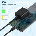 Type C Charger Fast Charging 45W USB C Wall Charger Block Adapter and 6ft Android Phone Charger Cable Cord for Samsung Galaxy S23 Ultra/S23+/S23 Plus/S22/S21+/S20/S10/Z Flip 3/Note20/Note10+ - Image 9