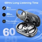 Wireless Earbuds - 68Hrs Bluetooth 5.3 Headphone Sport, 2025 Bluetooth Earbuds Stereo Deep Bass Over Ear Bud with Earhooks, ENC Noise Cancelling Mic, IP8 Waterproof Earphone - Image 2