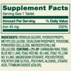 Spring Valley Slow Release Iron General Health & Wellness Dietary Supplement Tablets, 45 mg, 30 Count - Image 3